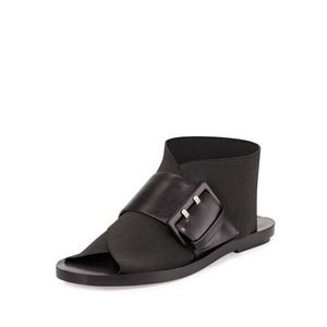 10 Crosby Derek Lam Patrice Sandals Womens Size 8M Black Satin Elastic Baby Calf